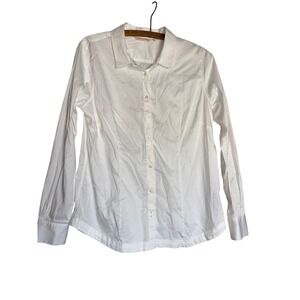 Soft Surroundings Womens 12 White Button Down Shirt Long Sleeve Cotton Blend